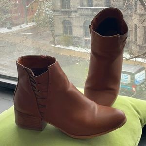 Chestnut Faux Leather booties. Size 9